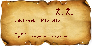 Kubinszky Klaudia névjegykártya