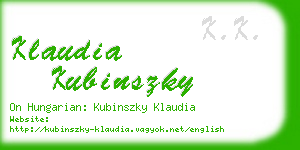 klaudia kubinszky business card